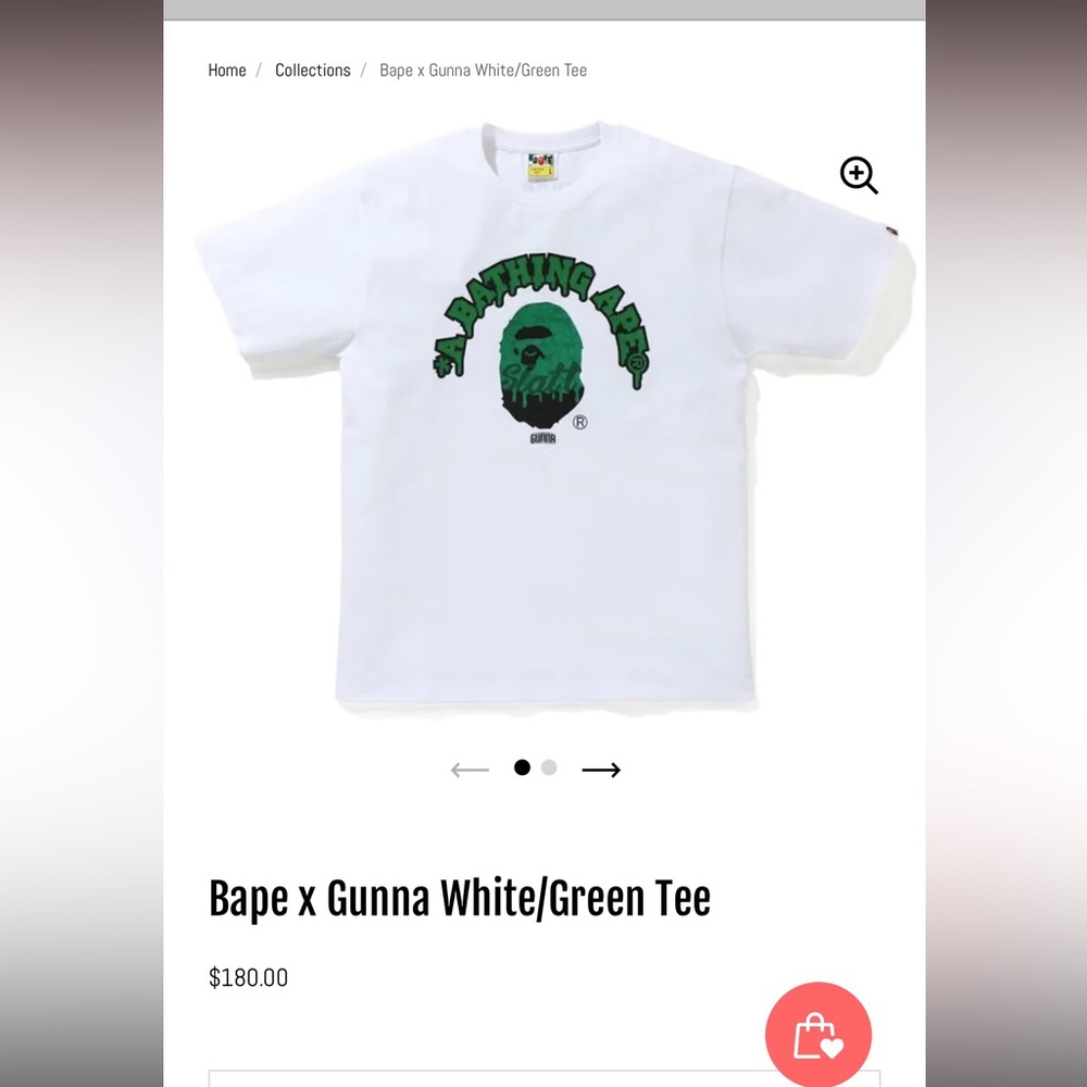 Bape X Gunna white/Green tee